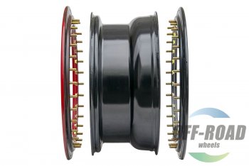 15 349 р. Штампованый диск OFF-ROAD Wheels (стальной усиленный с двойным бедлоком, круг - черный/красный). 8.0 x 16    с доставкой в г. Кемерово. Увеличить фотографию 6