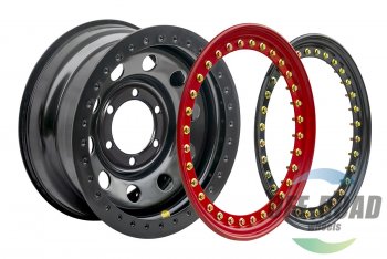 15 349 р. Штампованый диск OFF-ROAD Wheels (стальной усиленный с двойным бедлоком, круг - черный/красный). 8.0 x 16    с доставкой в г. Кемерово. Увеличить фотографию 5
