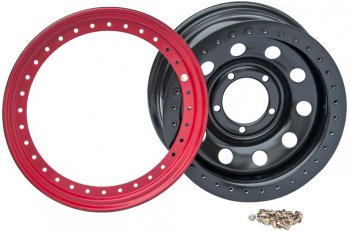 13 999 р. Штампованый диск OFF-ROAD Wheels (стальной усиленный с бедлоком, круг - черный/красный). 10.0 x 15    с доставкой в г. Кемерово. Увеличить фотографию 2