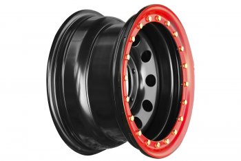 Штампованый диск OFF-ROAD Wheels (стальной усиленный с бедлоком, круг - черный/красный). 8.0 x 15 Ford Bronco U15 пикап (1991-1996) 5x139.7xDIA110.0xET10.0