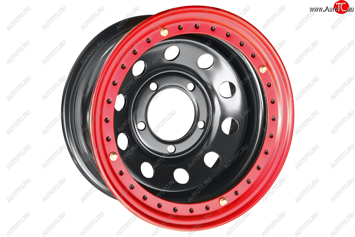 15 349 р. Штампованый диск OFF-ROAD Wheels (стальной усиленный с бедлоком, круг - черный с красным). 8.0 x 16    с доставкой в г. Кемерово