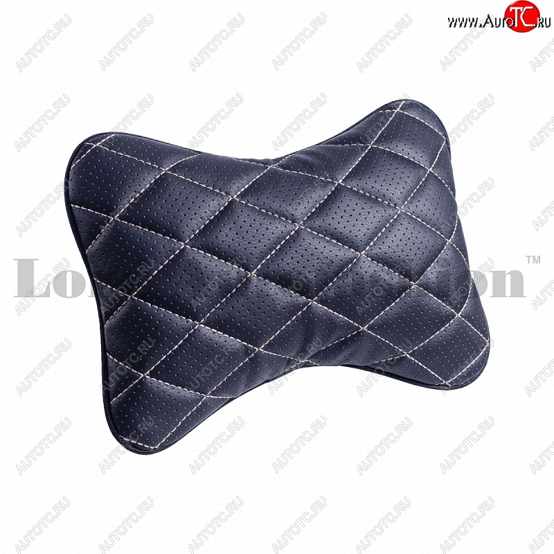 929 р. Подушка-косточка Lord Autofashion Ромб (экокожа, 2 шт.)   (Черная, строчка бежевая)  с доставкой в г. Кемерово