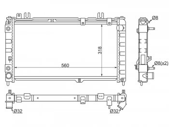 Радиатор двигателя (трубчатый, МКПП/АКПП) SAT Лада Гранта 2190 седан дорестайлинг (2011-2017)