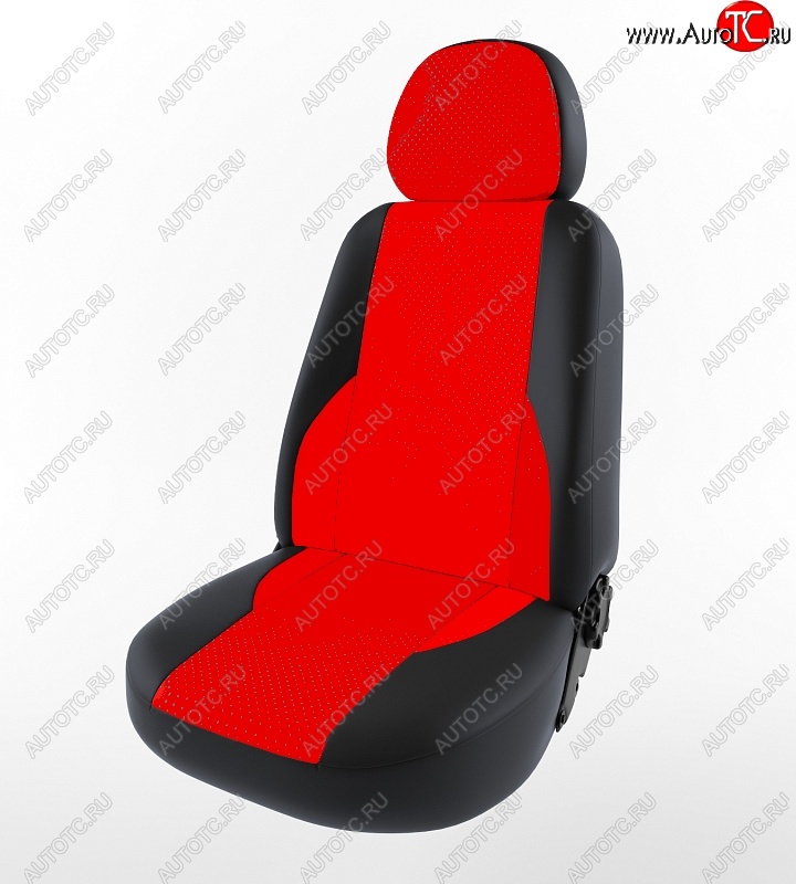 4 599 р. Чехлы для сидений Lord Autofashion Вегас (экокожа) Лада Калина 1119 хэтчбек (2004-2013) (Черный, вставка красная)  с доставкой в г. Кемерово