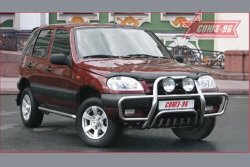 14 399 р. Решетка передняя с защитой бампера Souz-96 (d60)  Chevrolet Niva  2123 (2002-2008), Лада 2123 (Нива Шевроле) (2002-2008)  с доставкой в г. Кемерово. Увеличить фотографию 2