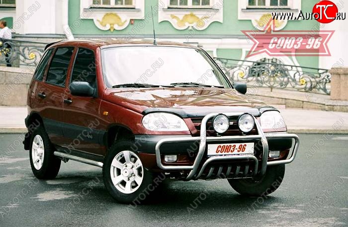 14 399 р. Решетка передняя с защитой бампера Souz-96 (d60)  Chevrolet Niva  2123 (2002-2008), Лада 2123 (Нива Шевроле) (2002-2008)  с доставкой в г. Кемерово