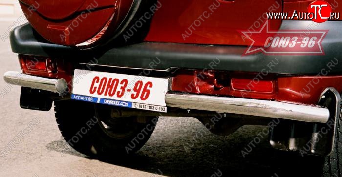 5 399 р. Защита заднего бампера из боковых уголков Souz-96 (d60) Chevrolet Niva 2123 дорестайлинг (2002-2008)  с доставкой в г. Кемерово