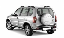 Защита заднего бампера (углы 63 мм) Petroil Tuning Chevrolet Niva  2123 (2009-2020), Лада 2123 (Нива Шевроле) (2009-2020) (Нержавеющая полированная сталь)