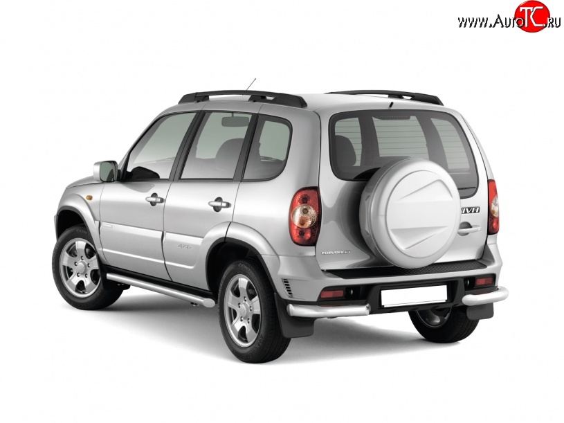6 299 р. Защита заднего бампера (углы 63 мм) Petroil Tuning Chevrolet Niva 2123 рестайлинг (2009-2020) (Нержавеющая полированная сталь)  с доставкой в г. Кемерово