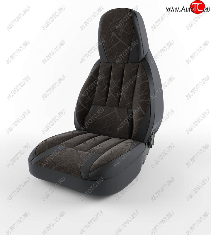 4 599 р. Чехлы для сидений (по 2012 год) Lord Autofashion Форсаж (экокожа) Лада 2123 (Нива Шевроле) дорестайлинг (2002-2008) (Черный, вставка Велюр Сарния)  с доставкой в г. Кемерово