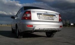 2 599 р. Накладка Фанат-Спорт v1 Люкс на задний бампер  Лада Приора  2170 (2007-2014) седан дорестайлинг (Неокрашенная)  с доставкой в г. Кемерово. Увеличить фотографию 2