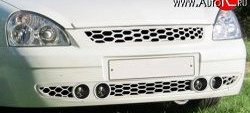 Изменённая решётка Euro-Style с крупной сеткой под 4 ПТФ Лада Приора ( 21728,  2170,  2171,  2172) (2013-2018) купе рестайлинг, седан рестайлинг, универсал рестайлинг, хэтчбек рестайлин