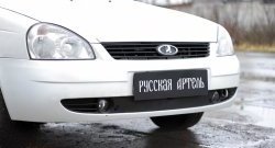 849 р. Зимняя заглушка решетки переднего бампера РА  Лада Приора  2172 (2008-2014) хэтчбек дорестайлинг  с доставкой в г. Кемерово. Увеличить фотографию 1