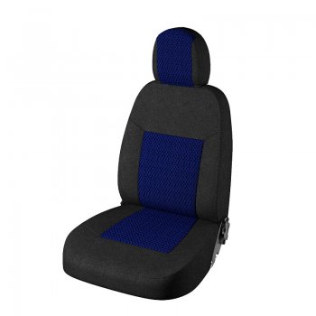 Чехлы для сидений (рестайл) Lord Autofashion Стандарт Плюс (жаккард) Лада Приора 2172 хэтчбек дорестайлинг (2008-2014) (Чёрный, вставка Рогожка Синяя)