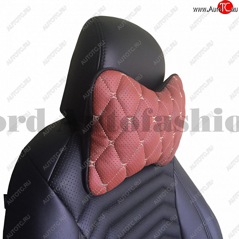 349 р. Подушка-косточка Lord Autofashion Байрон (экокожа, 1 шт.)   (Коричневый, строчка бежевая)  с доставкой в г. Кемерово