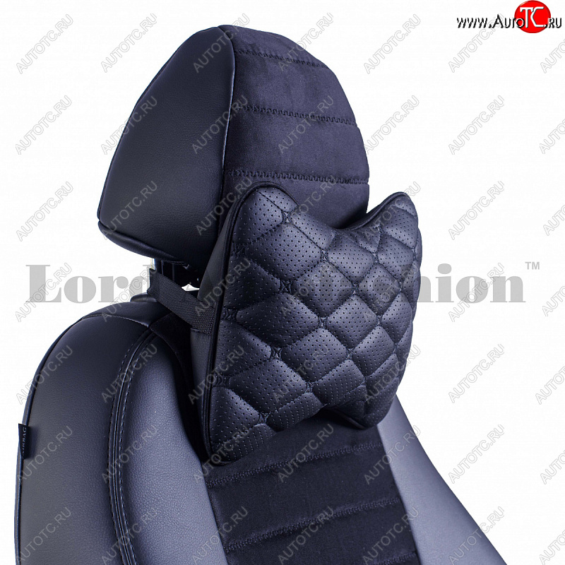 349 р. Подушка-косточка Lord Autofashion Байрон (экокожа, 1 шт.)   (Черный, строчка черная)  с доставкой в г. Кемерово