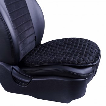 929 р. Подушка для сиденья универсальная Lord Autofashion Комфорт+ (велюр)   (Черный, строчка бежевая)  с доставкой в г. Кемерово. Увеличить фотографию 2