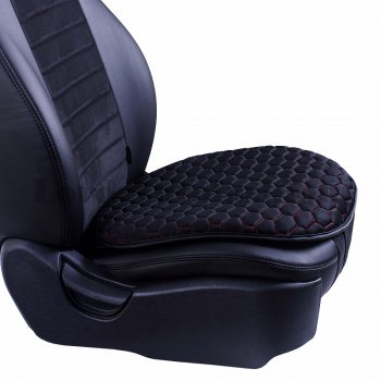 1 029 р. Подушка для сиденья универсальная Lord Autofashion Комфорт+ (велюр)   (Черный, строчка красная)  с доставкой в г. Кемерово. Увеличить фотографию 2