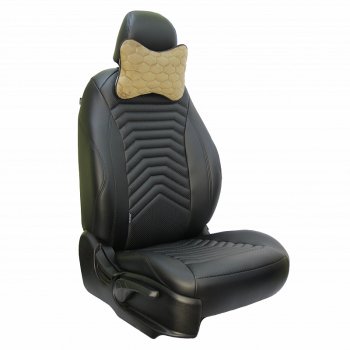 999 р. Подушка-косточка Lord Autofashion Соты (экокожа/велюр, 2 шт.)   (Бежевый)  с доставкой в г. Кемерово. Увеличить фотографию 3
