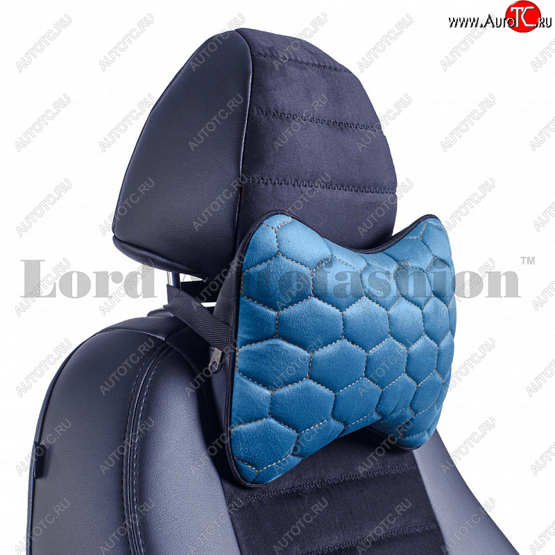 2 579 р. Подушка-косточка Lord Autofashion Соты (экокожа/велюр, 2 шт.)   (Бирюзовый)  с доставкой в г. Кемерово