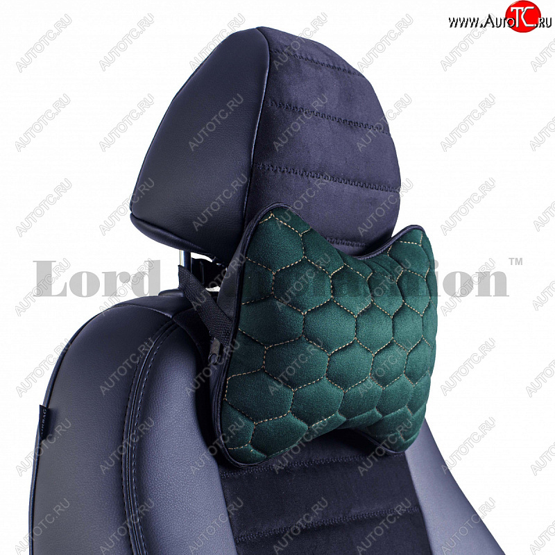 2 579 р. Подушка-косточка Lord Autofashion Соты (экокожа/велюр, 2 шт.)   (Зеленый)  с доставкой в г. Кемерово