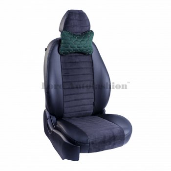 2 579 р. Подушка-косточка Lord Autofashion Соты (экокожа/велюр, 2 шт.)   (Зеленый)  с доставкой в г. Кемерово. Увеличить фотографию 4