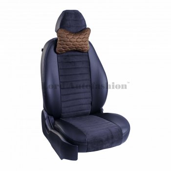 2 579 р. Подушка-косточка Lord Autofashion Соты (экокожа/велюр, 2 шт.)   (Коричневый)  с доставкой в г. Кемерово. Увеличить фотографию 3