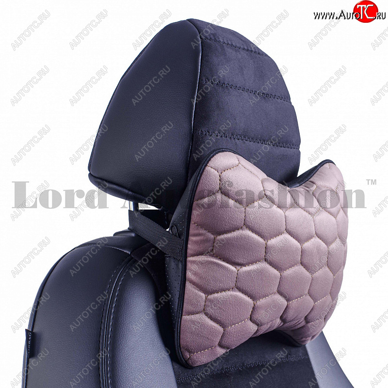 2 579 р. Подушка-косточка Lord Autofashion Соты (экокожа/велюр, 2 шт.)   (Розовый)  с доставкой в г. Кемерово