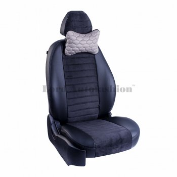 2 579 р. Подушка-косточка Lord Autofashion Соты (экокожа/велюр, 2 шт.)   (Серый)  с доставкой в г. Кемерово. Увеличить фотографию 4