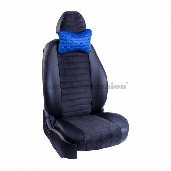 1 099 р. Подушка-косточка Lord Autofashion Соты (экокожа/велюр, 2 шт.)   (Синий)  с доставкой в г. Кемерово. Увеличить фотографию 4