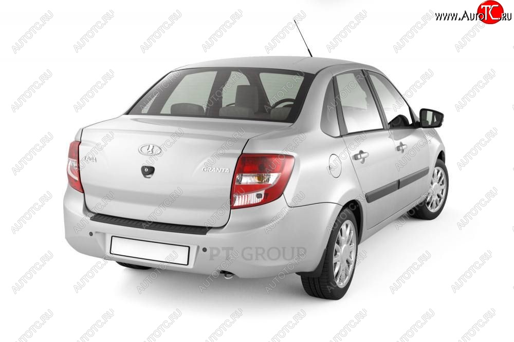 939 р. Накладка защитная на задний бампер Petroil Tuning  Лада Гранта  2190 (2011-2017) седан дорестайлинг (Текстурная поверхность)  с доставкой в г. Кемерово