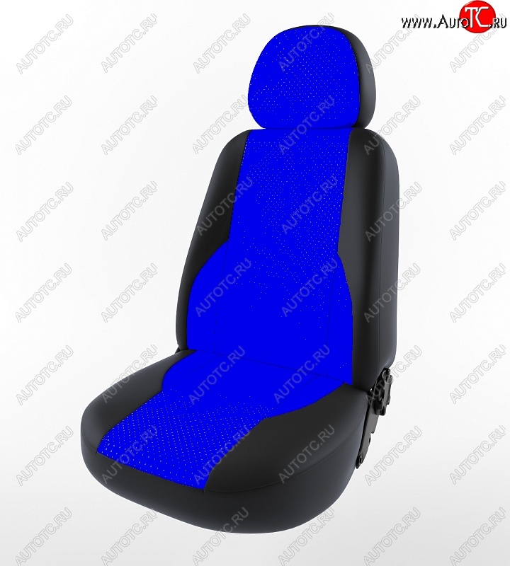 4 999 р. Чехлы для сидений (Люкс) Lord Autofashion Вегас (экокожа, раздельная спинка) Лада Гранта 2190 седан дорестайлинг (2011-2017) (Черный, вставка синяя)  с доставкой в г. Кемерово