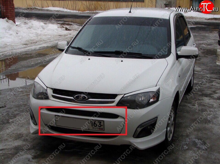 949 р. Накладка на передний бампер SVS (под гос номер)  Лада Калина ( 2192,  2194) (2013-2018) хэтчбек, универсал (Неокрашенная)  с доставкой в г. Кемерово