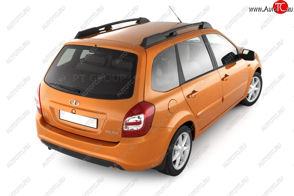 5 319 р. Рейлинги усиленные Petroil Tuning  Лада Калина  2194 (2014-2018) универсал (Черный муар)  с доставкой в г. Кемерово