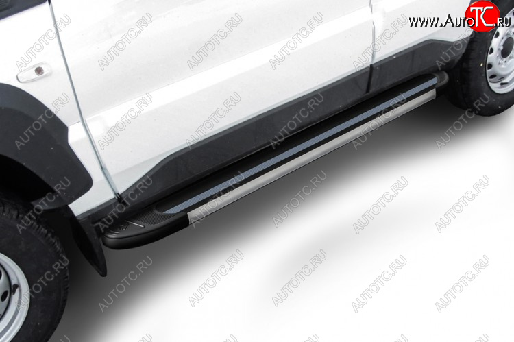 10 999 р. Пороги алюминиевые Slitkoff  Лада Нива Трэвел (2021-2025) (212300-80) (Luxe Black)  с доставкой в г. Кемерово