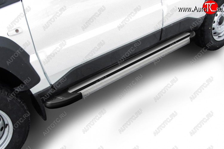 10 399 р. Пороги алюминиевые Slitkoff  Лада Нива Трэвел (2021-2025) (212300-80) (Luxe Silver)  с доставкой в г. Кемерово