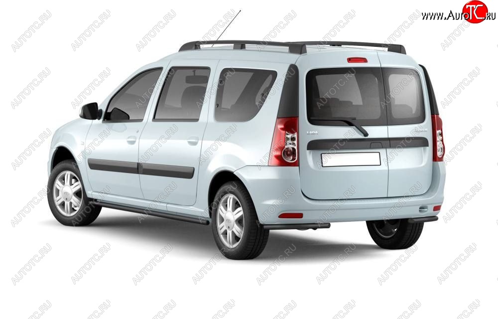 6 289 р. Защита порогов из трубы Ø51 Petroil Tuning  Лада Ларгус (2012-2025) дорестайлинг R90, рестайлинг R90 (Сталь с полимерным покрытием в цвет: черный ❞Шагрень❝)  с доставкой в г. Кемерово