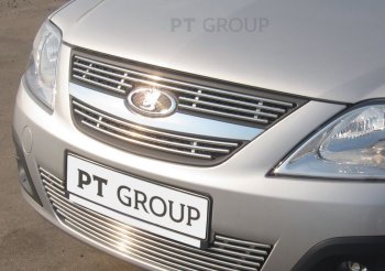 4 799 р. Накладка на решетку переднего бампера Petroil Tuning  Лада Ларгус (2012-2021) дорестайлинг R90  с доставкой в г. Кемерово. Увеличить фотографию 2
