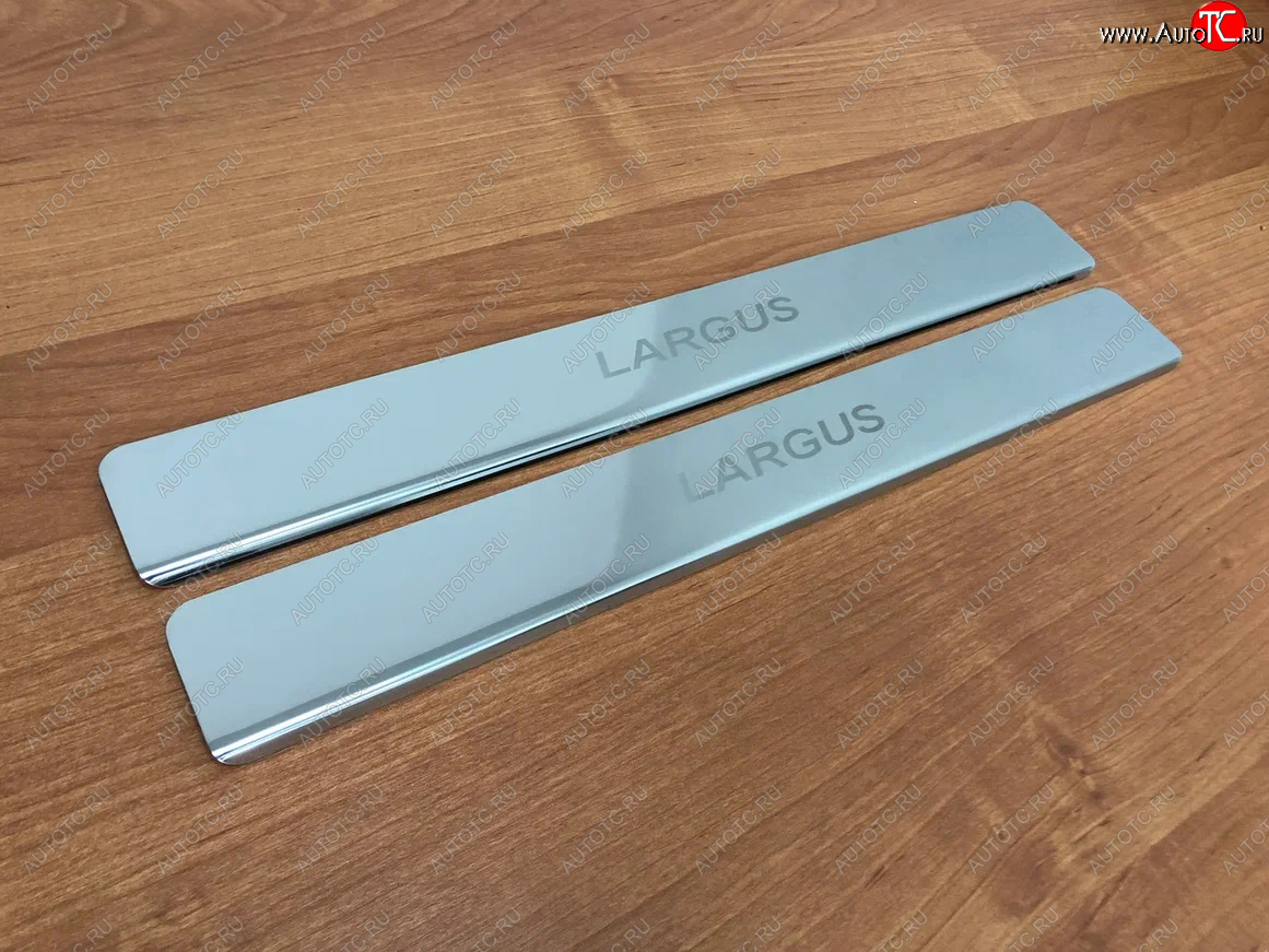 1 439 р. Накладки порожков салона INOX (2 шт) Лада Ларгус рестайлинг R90 (2021-2025) (Нержавеющая сталь)  с доставкой в г. Кемерово