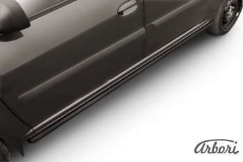 Защита штатных порогов Arbori (черная, d42 mm). Лада Ларгус рестайлинг R90 (2021-2025)
