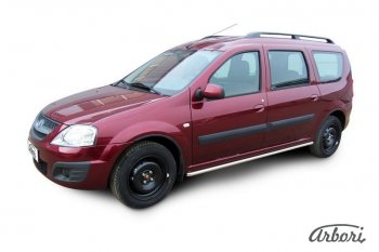 Защита штатных порогов Arbori (нержавейка, d42 mm). Лада Ларгус рестайлинг R90 (2021-2025)
