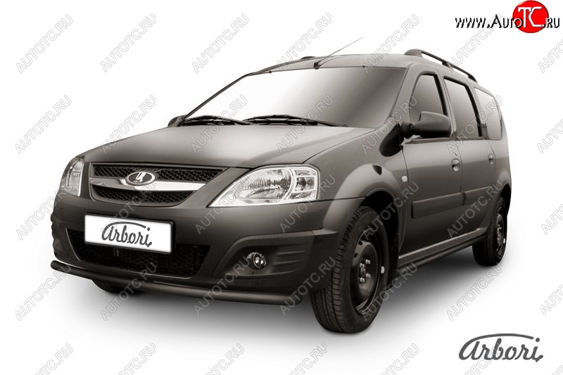 2 299 р. Защита переднего бампера Arbori (черная, 1 труба d42 mm). Лада Ларгус дорестайлинг R90 (2012-2021)  с доставкой в г. Кемерово