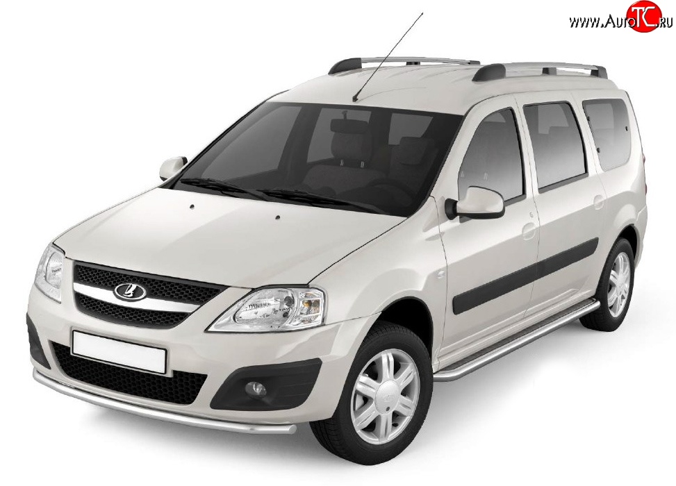 26 999 р. Порожки для ног из трубы Ø51 с алюминиевой площадкой Petroil Tuning  Лада Ларгус (2012-2025) дорестайлинг R90, рестайлинг R90 (Нержавеющая полированная сталь)  с доставкой в г. Кемерово