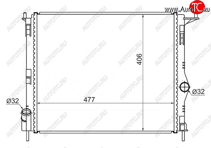 3 369 р. Радиатор двигателя SAT  Nissan Almera  G15 (2012-2019), Renault Logan  1 (2004-2016), Renault Sandero  (BS) (2009-2014), Renault Sandero Stepway  (BS) (2010-2014), Лада Ларгус (2012-2025)  с доставкой в г. Кемерово