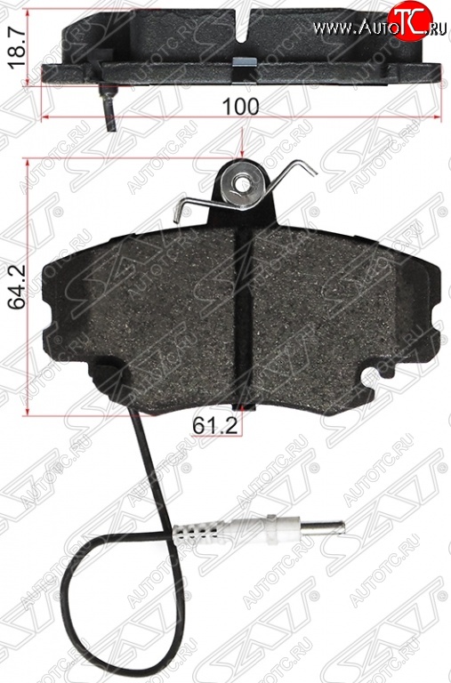 869 р. Колодки тормозные SAT (передние, с ABS)  Renault Clio (CB,  BB,  KR,  CR,  BR), Espace (4), Laguna (X91), Logan (1), Megane (универсал,  хэтчбэк 5 дв.,  седан), Sandero ((BS)), Sandero Stepway ((BS)), Scenic (2), Symbol (седан), Лада Ларгус  с доставкой в г. Кемерово