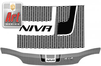 2 559 р. Дефлектор капота CA-Plastiс  Chevrolet Niva  2123 (2009-2020), Лада 2123 (Нива Шевроле) (2009-2021) (Серия Art черная)  с доставкой в г. Кемерово. Увеличить фотографию 2