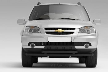 Защита переднего бампера двойная из труб d63/51 мм Petroil Tuning Chevrolet Niva  2123 (2009-2020), Лада 2123 (Нива Шевроле) (2009-2021)