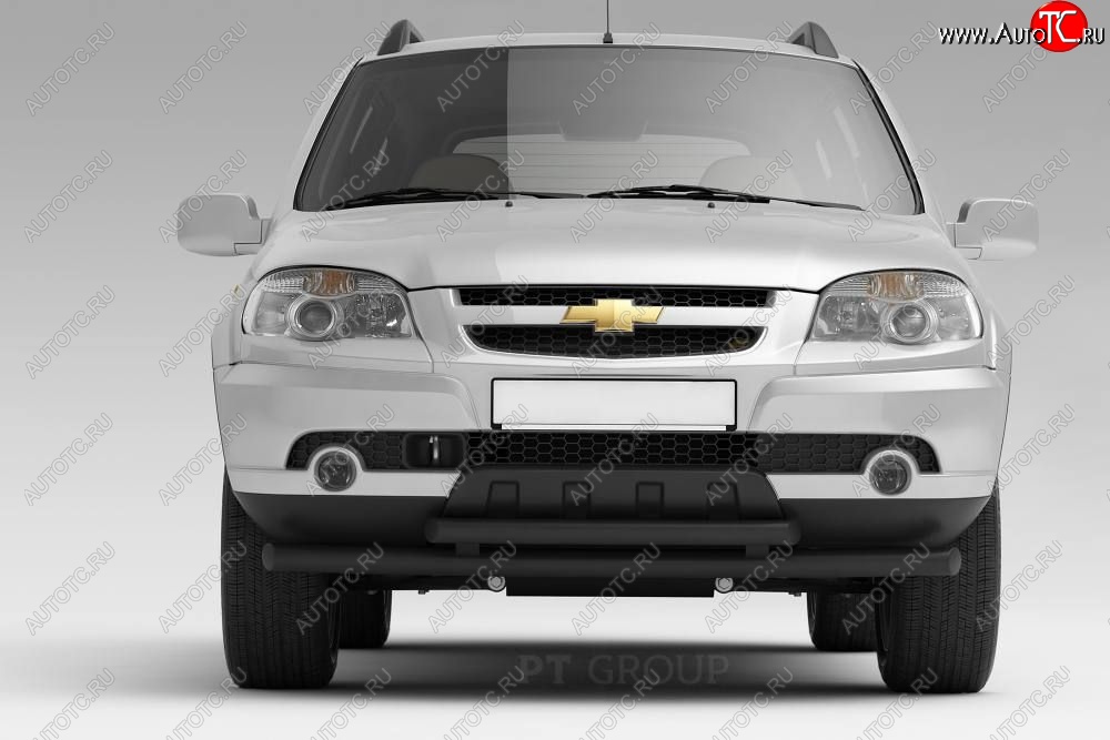 3 699 р. Защита переднего бампера двойная из труб d63/51 мм Petroil Tuning  Chevrolet Niva  2123 (2009-2020), Лада 2123 (Нива Шевроле) (2009-2021) (Сталь с полимерным покрытием, Черный (Шагрень))  с доставкой в г. Кемерово