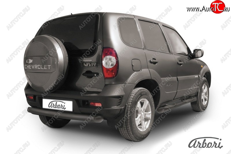 2 379 р. Защита штатных порогов Arbori (черная, d76 mm). Chevrolet Niva 2123 рестайлинг (2009-2020)  с доставкой в г. Кемерово