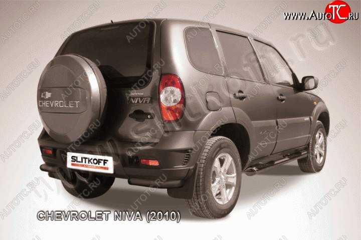 4 199 р. Защита заднего бампера из боковых уголков Slitkoff (d57, черная)  Chevrolet Niva  2123 (2009-2020), Лада 2123 (Нива Шевроле) (2009-2021) (Цвет: серебристый)  с доставкой в г. Кемерово